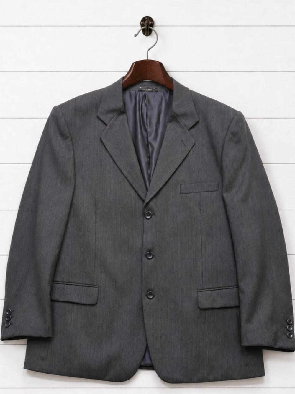 Naldini Men’s 100% Wool Blazer Super 120s Gray Herringbone Made Italy Sport Coat